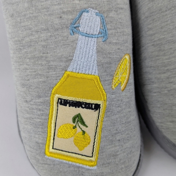 Slipper Limoncello Spritz Embroidered Jersey Knit Slip On Grey M (6.5-7.5) NWT - Picture 2 of 11